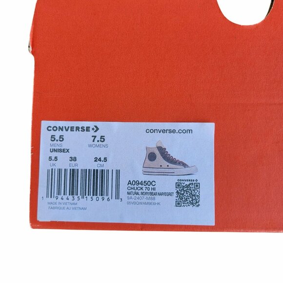 ⭐Converse Chuck 70 High Leather Overlays 7.5 Womens Shoes Sneakers Beige A09450C - Picture 8 of 11